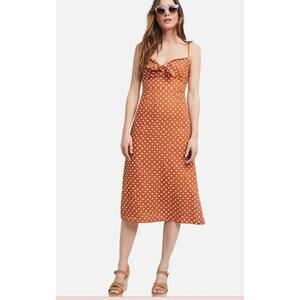 Faithfull The Brand Womens Linen Polka Dot Sundress Size 4 Rust Brown